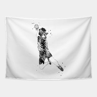 Handball Player Boy Hits The Ball Tapestry