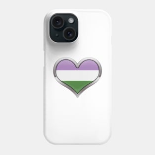 Large Genderqueer Pride Flag Colored Heart with Chrome Frame Phone Case