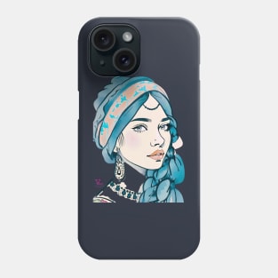 Boho girl in blue Phone Case