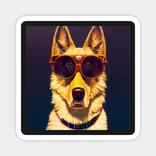 German Shepher wearing aviator glasses Magnet