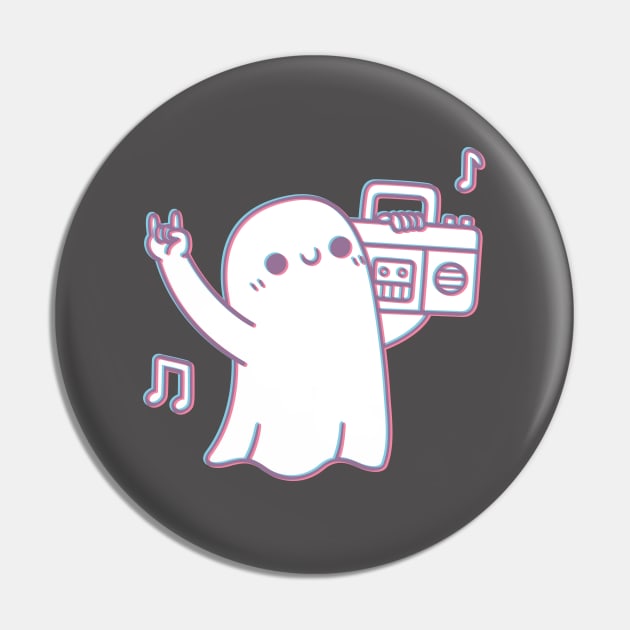 Cute Ghost Dancing With Boombox Radio Pin by rustydoodle