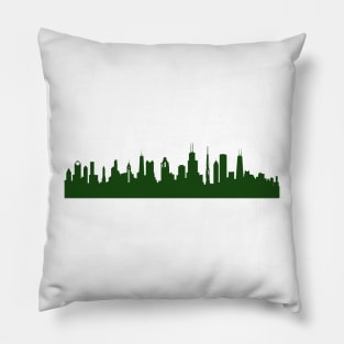 CHICAGO skyline in forest green Pillow