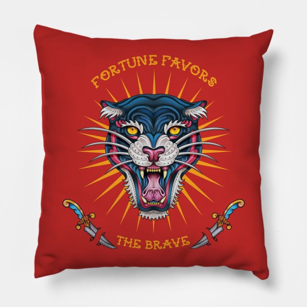 Fortune Favors the Brave Pillow by giuliorossi