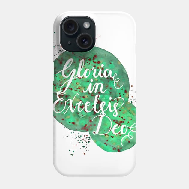 Hand Painted Watercolor "Gloria in Excelsis Deo" Phone Case by SingeDesigns