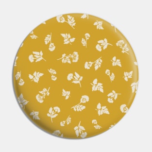 Cream Ditsy Hemlock Print on Mustard Yellow -  Floral Repeat Pattern Pin