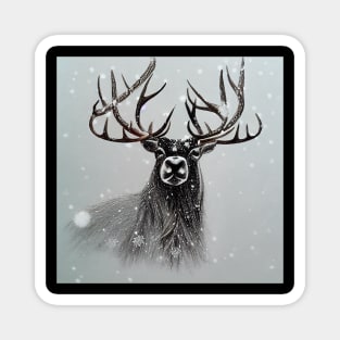 Reindeer in Snowing Winter Magnet