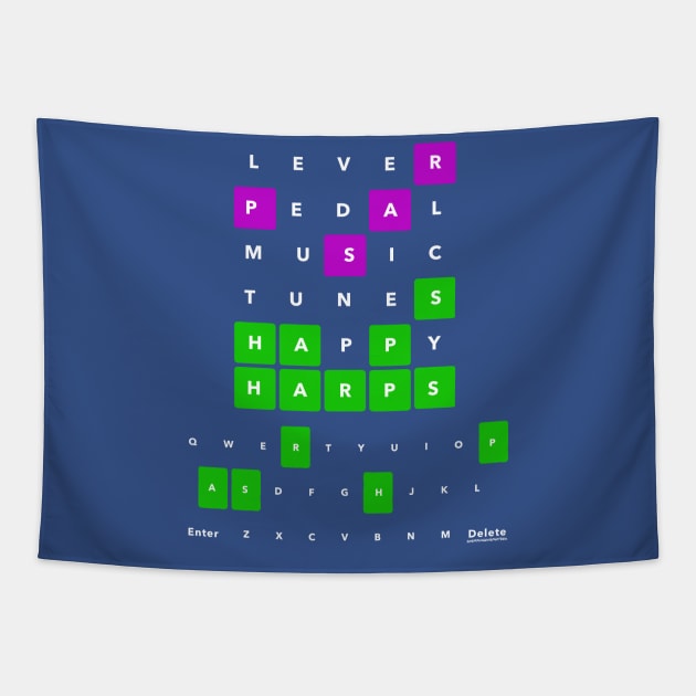 Happy Harp Wordling Tapestry by SherringenergyTeez