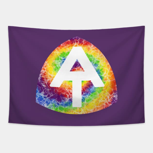 Appalachian Trail hangtag rainbow tie dye Tapestry by Deedy Studio