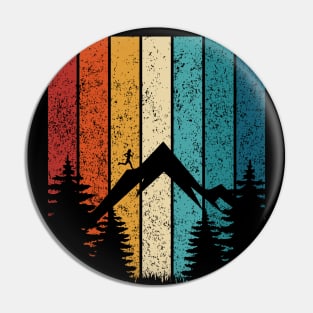 Runner Up the Hill Retro Outdoor Sports Retro Sunset Design Pin