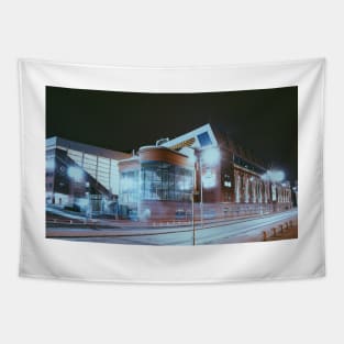 Ibrox Stadium at night Glasgow Rangers print design Tapestry