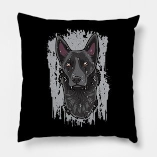 Dutch Shepherd Grey Splatter Artwork Pillow