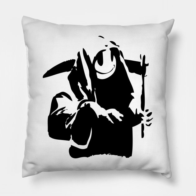 Happy Reaper Banksy Pillow by GTC_Design