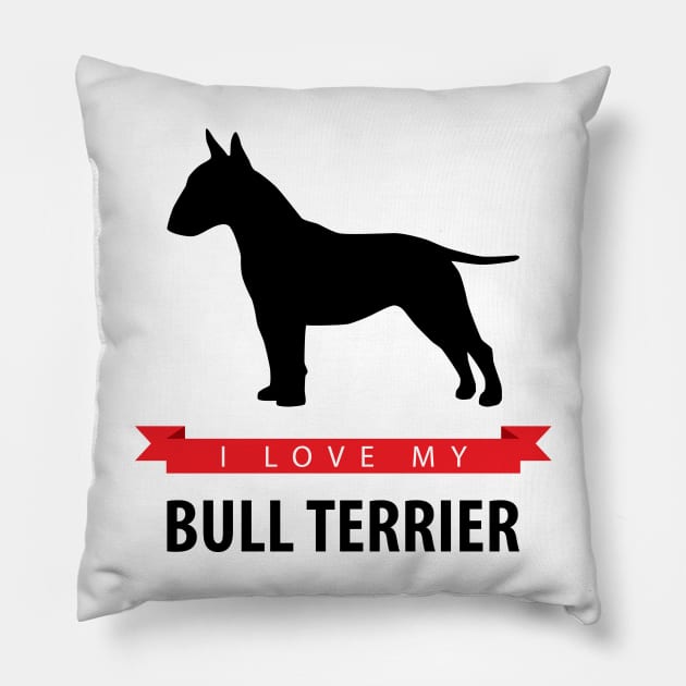 I Love My Bull Terrier Pillow by millersye