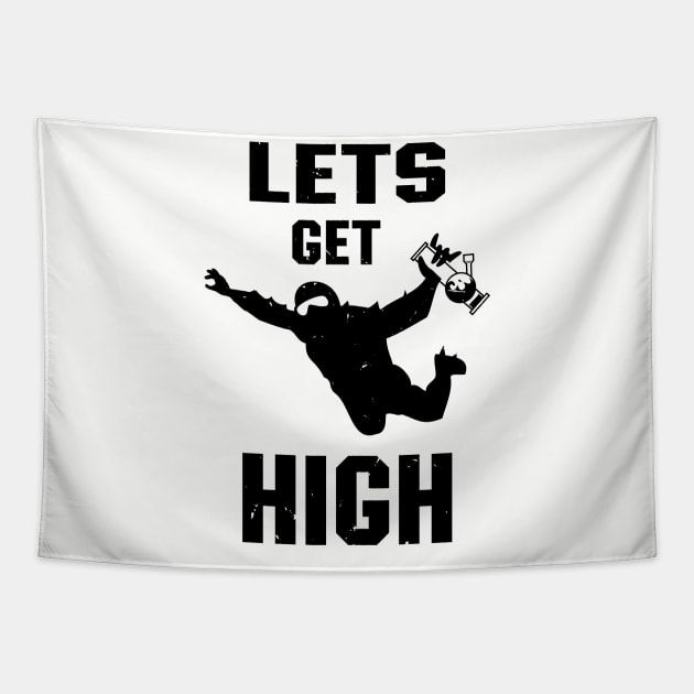 Let's Get High Stoned Skydiver Stoner Cannabis Fan Tapestry by atomguy