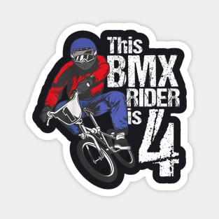 Kids 4 Year Old Bmx Birthday Party Boys Dirt Bike Biking 4Th Magnet