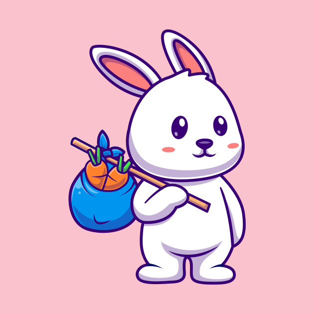 Cute Rabbit Bring Carrot With Bag Cartoon by Catalyst Labs