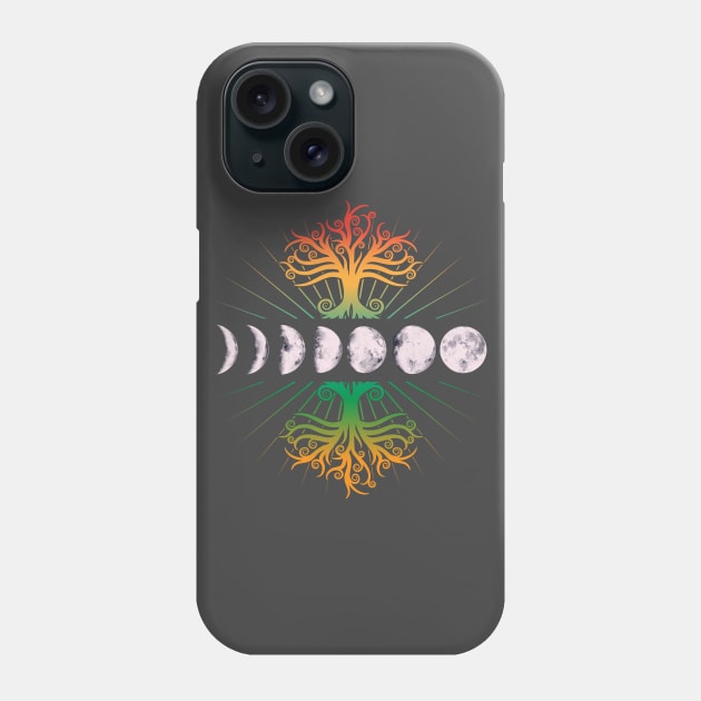 Phases of the Moon Retro 60's 70's Vibe Tree of Life Mandala Phone Case by Blink_Imprints10