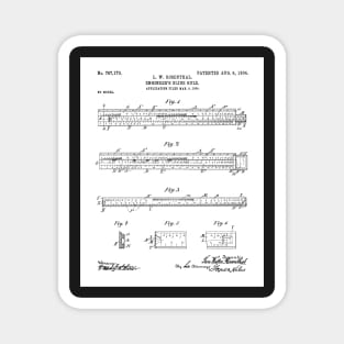 Engineering Patent - Engineers Slide Rule Art - Black And White Magnet