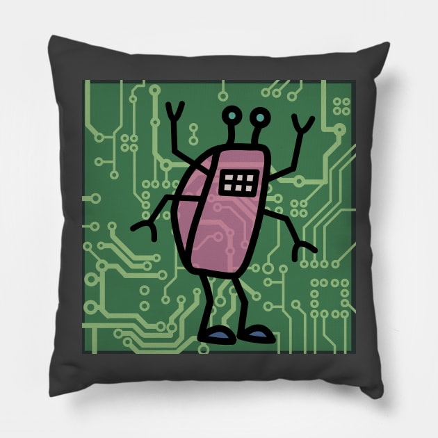 Bug in the System (green) Pillow by David Allan Wells