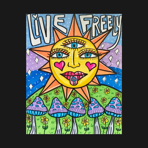 Live Freely Sun by Stay Weird Studio Art