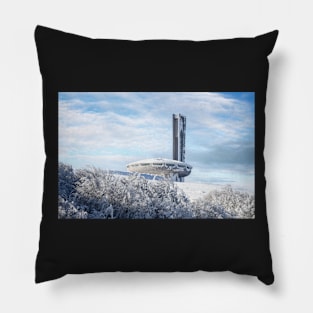 Buzludzha monument in Bulgaria at winter Pillow