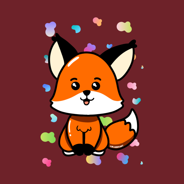 Super cute fun adorable small baby fox cub by LukjanovArt