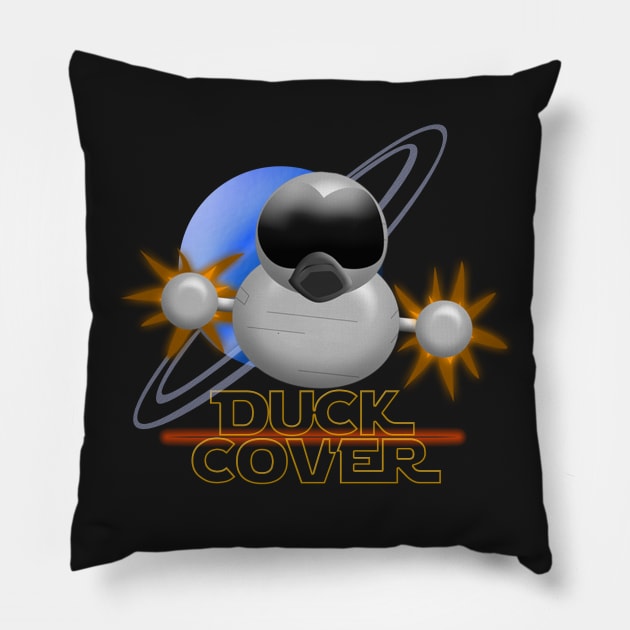 Duck and Cover Space Pillow by DV8Works