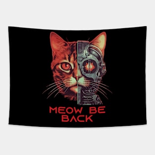 Retro 80s 90s Robot Cat Gifts Sci Fi Pun Funny Cat Tapestry