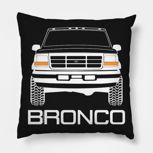 1992-1996 Ford Bronco Front yellow/white print Pillow by The OBS Apparel