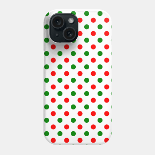 Christmas - Green and Red Polka Dots Pattern on White Background Phone Case