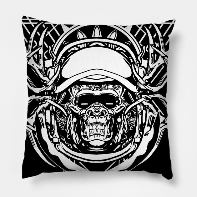 monkey skull Pillow by garudadua