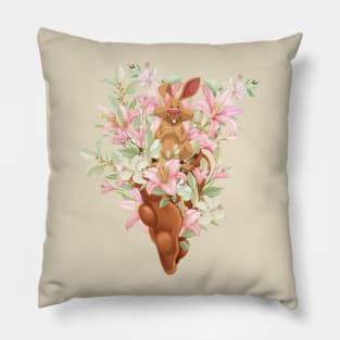 Rabbit, symbol of 2023 and lilies Pillow