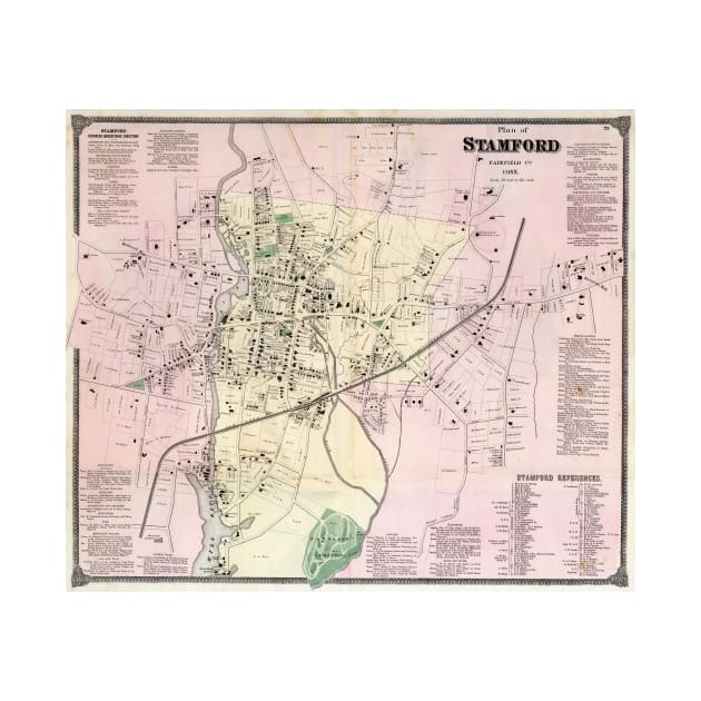 Vintage Map of Stamford CT (1867) by Bravuramedia