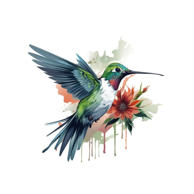 Watercolor Hummingbird by zooleisurelife