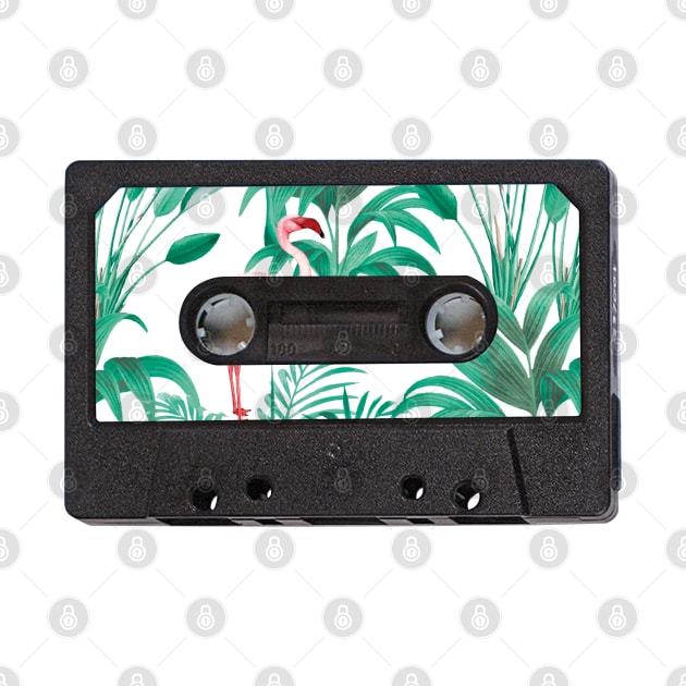 Cassette Tape Vintage Tropical Leaves Flamingo by CocoFlower