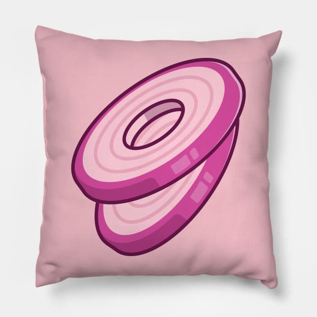 Floating Onion Slice Cartoon Pillow by Catalyst Labs