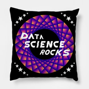 Data Science Rocks | Retro Racing Stars Logo Yellow Red Blue Pillow