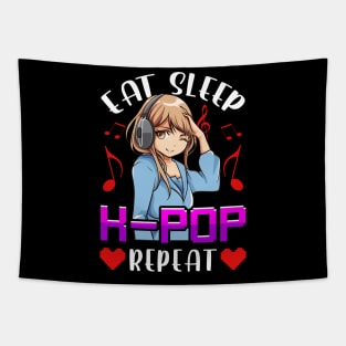 Cute Eat Sleep K-Pop Repeat KPop Korean Music Tapestry