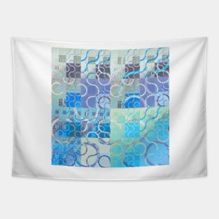 Blue fractal mosaic Tapestry