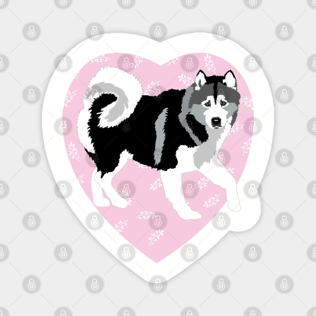 Husky Dog Love Pink Heart Magnet by HotPinkStudio.Me