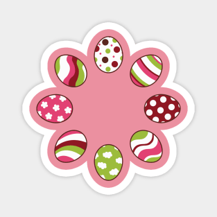 Eggs | Pink Green | Stripes | Dots | Clouds | Soft Pink Magnet