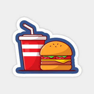 Burger And Soda Cartoon Vector Icon Illustration (7) Magnet