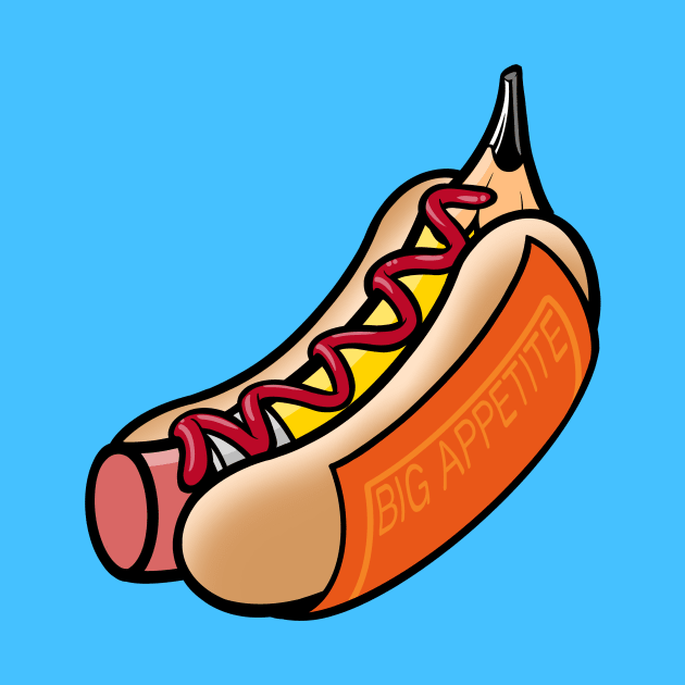 Pencil Hot Dog by Big Appetite by Big Appetite Illustration