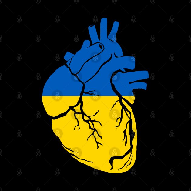 Ukranian flag heart by Bun Art Store