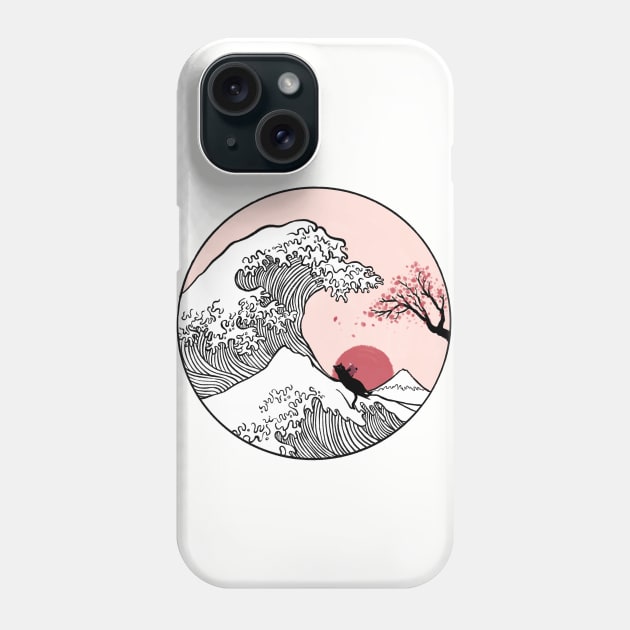 Great Wave of cat reader Phone Case by Chewbarber