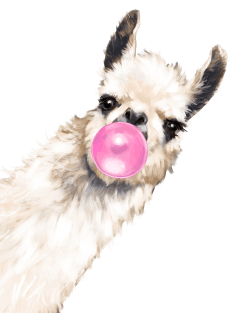 Bubble Gum Sneaky Llama in Green Magnet