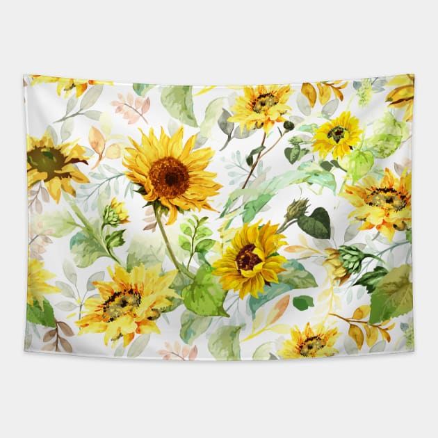 Watercolor Sunflower 2 Tapestry by B&K