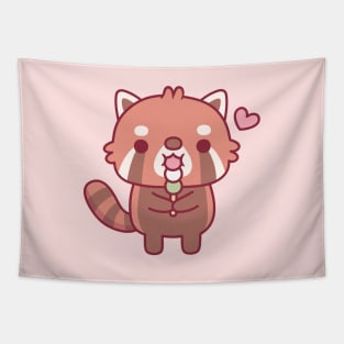 Cute Red Panda Eating Japanese Dango Tapestry