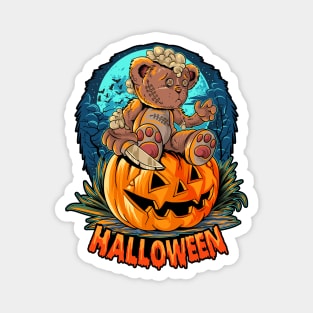 Killer Teddy Bear Halloween Jack-o-lantern Magnet