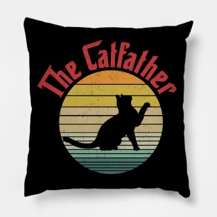 The CatFather - Funny Mafia Movie Parody. Cat Dad, Cat Father Gift Idea Pillow